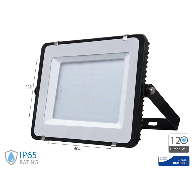 Faro Led Flood Slim Alta Luminosita 120lm/W 150W 18000lm Freddo 6400K Carcassa Nera IP65 Chip Samsung SKU-773