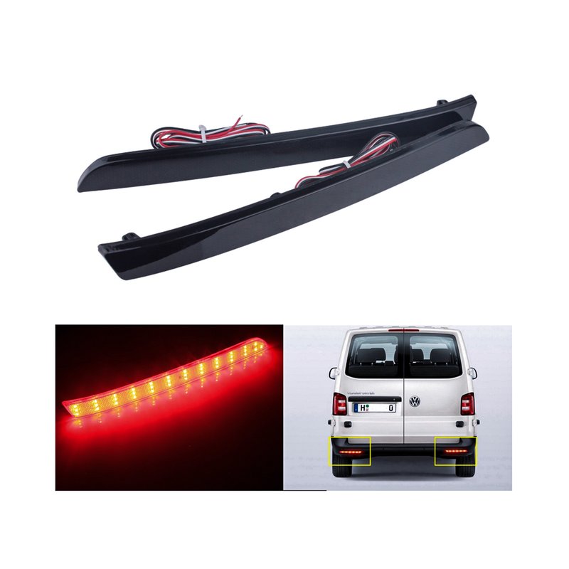 Kit 2 Fanali Posteriori A Led Nero Fume Per VW T5 Transporter Multivan 12-15 Caravelle 2014 Sostituzione Catarifrangente Riflettore Originale