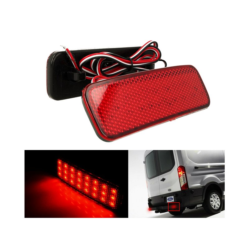 Kit 2 Fanali Posteriori A Led Rosso Per Ford Transit Tourneo Custom Courier Sostituzione Riflettore Catarifrangente Originale