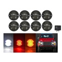 Kit 8 Fanali Led Anteriore Posteriori Laterali Lente Nero Fume Per Land Rover Defender 1983-2016 Compreso Relay CF14