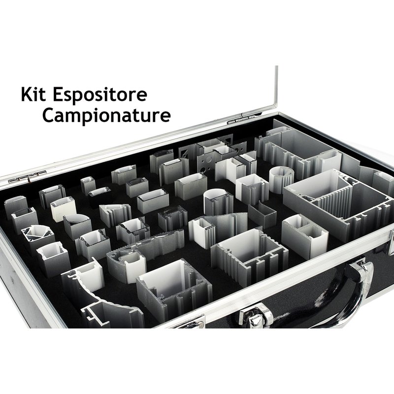 Kit Espositore Campioni Profilati Alluminino e Diffusore Con Valigetta Totale 35 Modelli