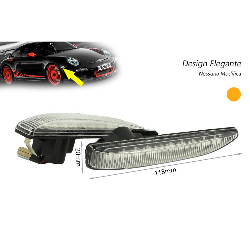 Kit Freccia Laterale a Led Side Marker Dinamica Lente Trasparente BMW Serie 7 E65 E66 E67 2001-2008 OEM 63137164757