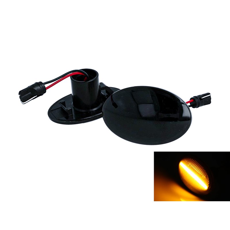 Kit Freccia Laterale a Led Side Marker Lente Nero Fume Luce Arancione Per Ford Fiesta KA Transit Tourneo 96VT13K354AA