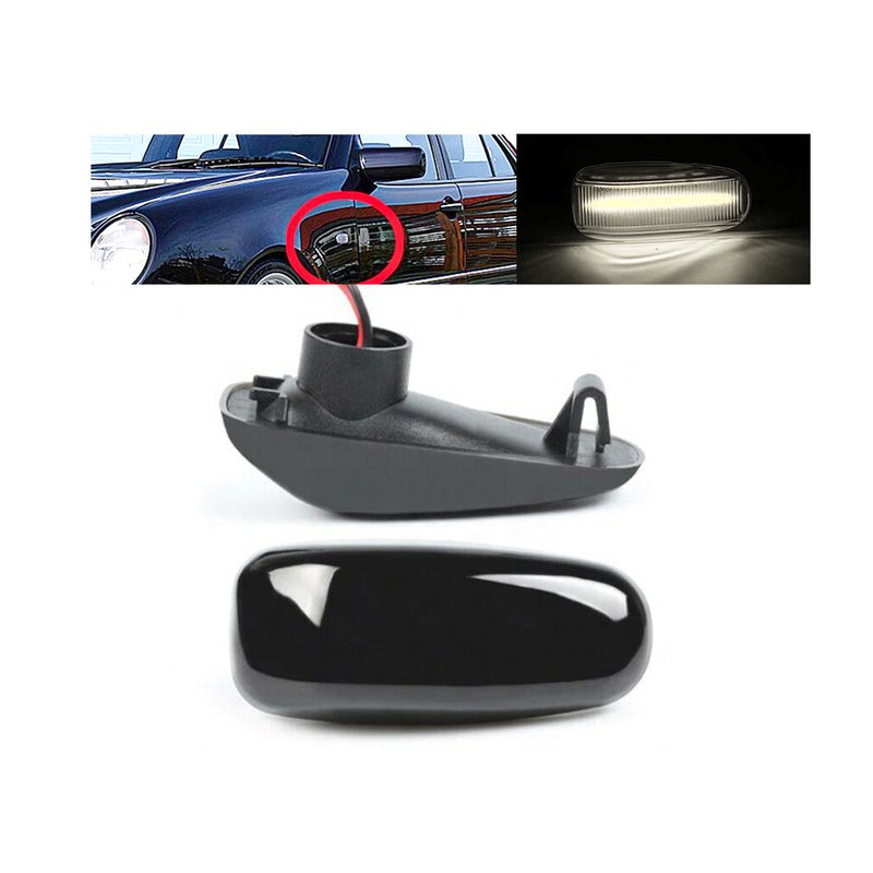 Kit Freccia Laterale a Led Side Marker Lente Nero Fume Luce Bianco Per Mercedes Benz E W210 C W202 CLK W208 SLK R170 Vito W638