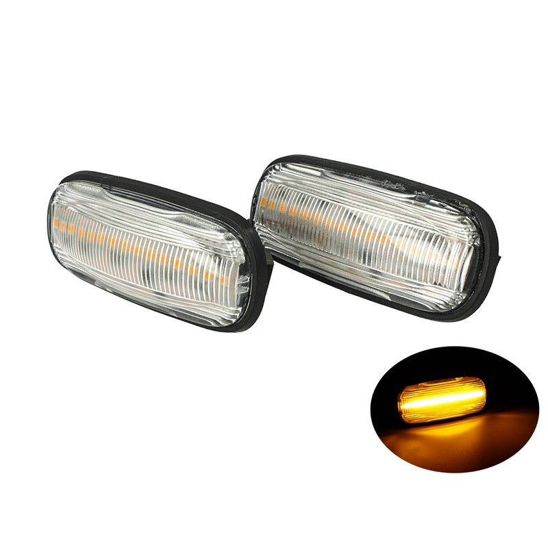 Kit Freccia Laterale a Led Side Marker Lente Trasparente Luce Arancione Per Land Rover Discovery 2 Freelander 1 OEM XGB100310L