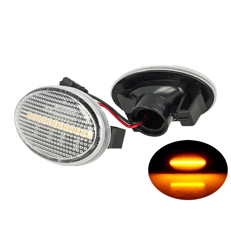 Kit Freccia Laterale a Led Side Marker Lente Trasparente Luce Arancione Per Mercedes Benz Viano Vito W639 Classe A W168