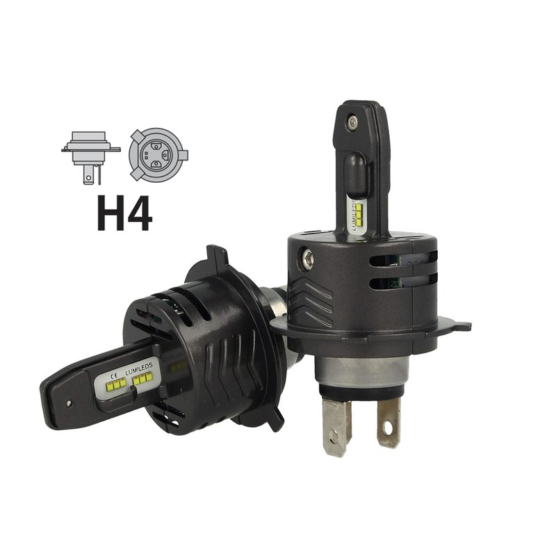 Kit Full Led Canbus H4 30/30W 12V Con 6 Chip Philips Lumileds ZES Super Compatto Facile Da Installare Auto Moto Scooter