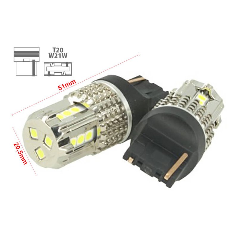 Lampada Led 7740 T20 W21W 12V 45W No Polarita Bianco Super Potente Lancia Ypsilon Iveco Daily VW Touran Audi Q3