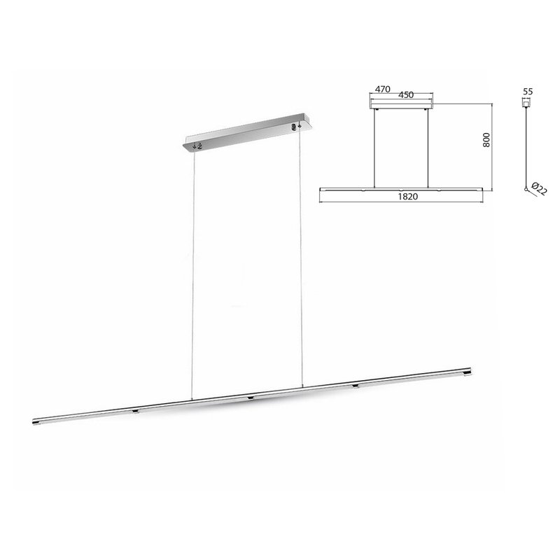 Lampada Led A Sospensione Moderno Designer Sleek Lunghezza 1820mm 36W 4000K SKU-3892