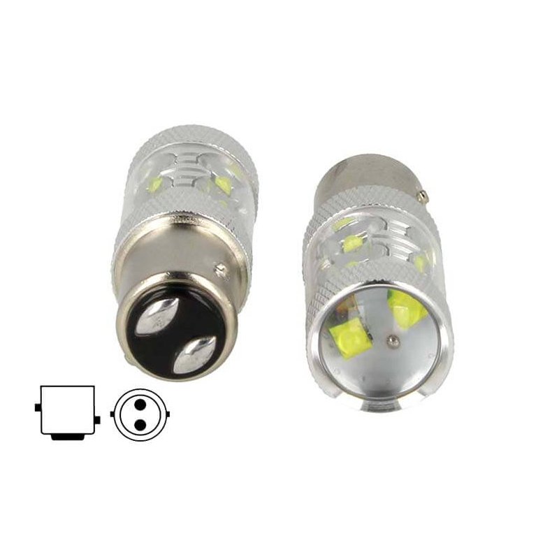 Lampada Led BAY15D 1157 P21/5W 50W 12V 24V Bianco Luce Diurne Peugeot RCZ