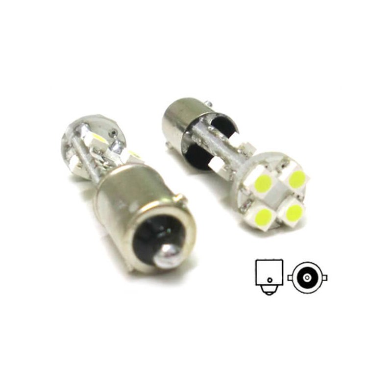 Lampada Led Canbus BA9S T4W 8 Smd No Errore Piedi Diritti 12V Con Resistenza