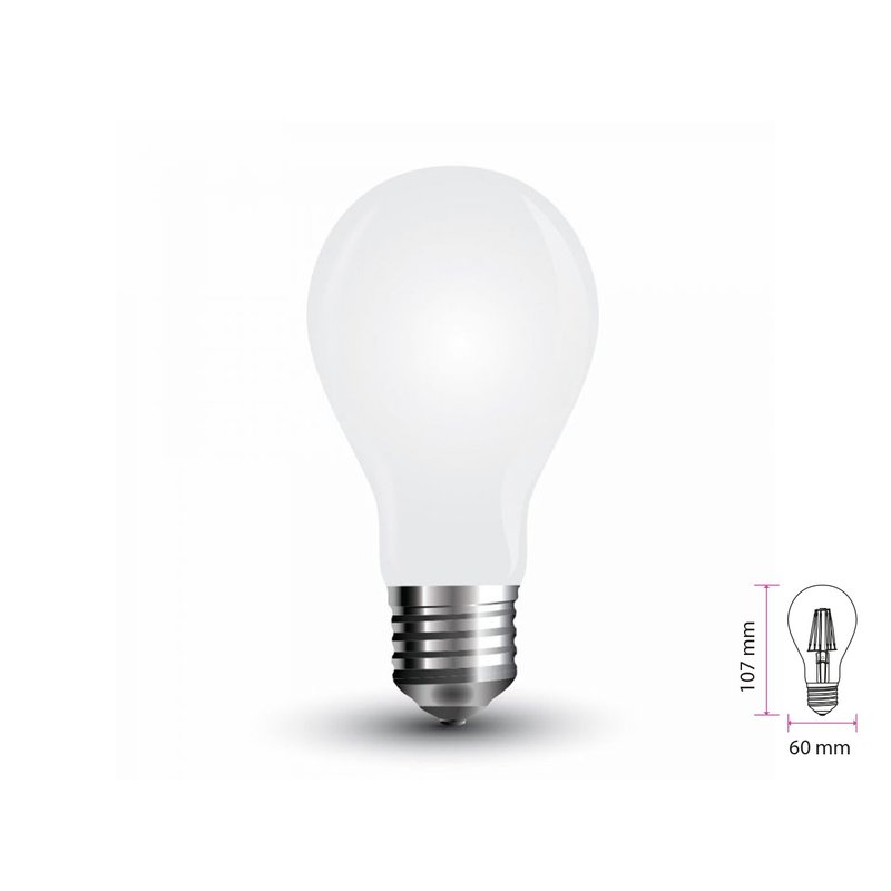 Lampada Led Con Filamento E27 A60 4W Caldo 2700K In Vetro Bianco 360 Gradi SKU-4489