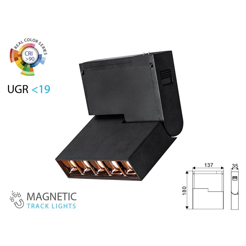 Lampada Led Lineare Regolabile 5X2W 24V Neutro 4000K CRI 90 UGR 19 Per Sistema Binario Magnetico SKU-7963