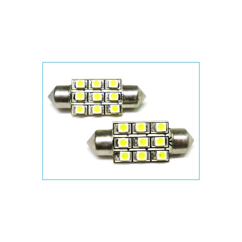 Lampada Led Siluro T11 C5W 39mm 9 Smd Bianco Freddo 12V Luci Targa