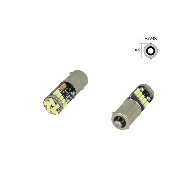 Lampadina Led Canbus T4W BA9S Piedi Dritti 15 Smd 4014 Bianco No Errore Check Luci 12V Senza Polarita