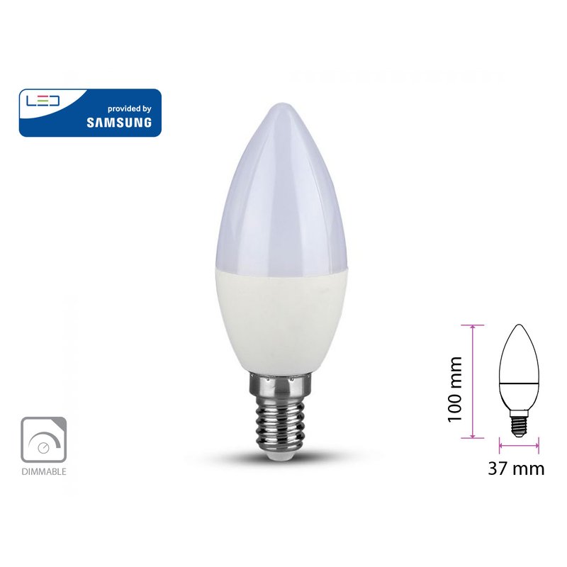 Lampadina LED Chip Samsung E14 C37 5,5W a Candela 6400K Dimmerabile SKU-20187