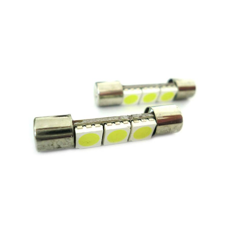 Lampadina Led Micro Siluro 12V T11 28mm 3 Smd 5050 Bianco Per Luci Di Cortesia Nel Parasole