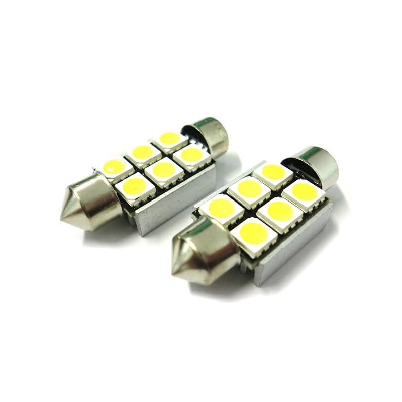 Lampadina Led Siluro Canbus T11 C5W 36mm 6 SMD 5050 12V Luci Targa Con Dissipatore