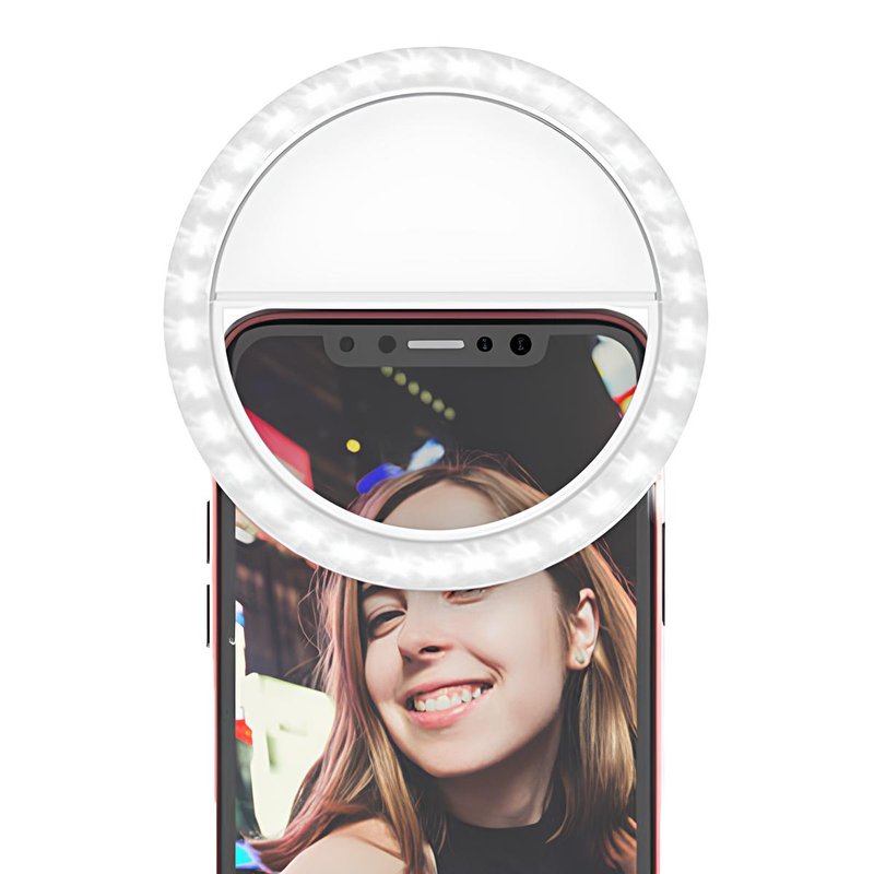 Luce per Selfie Ricaricabile da 8,6x8,6x3cm a 3 Livelli per Selfie Perfetti, Ring Light Compatibile con Tutti i Dispositivi Mobile