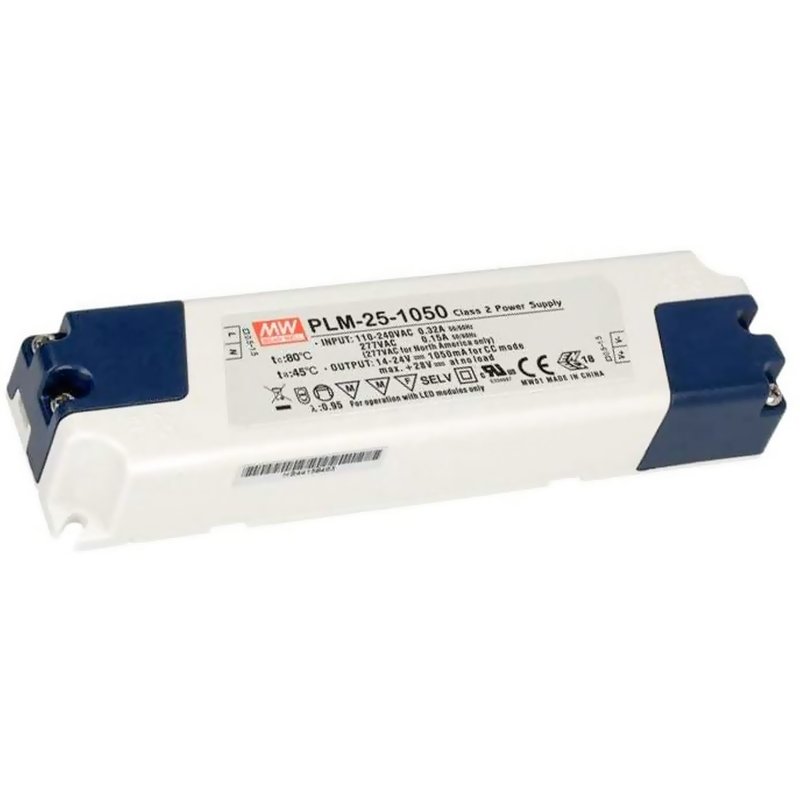 MeanWell PLM-25-1050 Led Driver Corrente Costante 1050mA DC14V-24V Max 25W