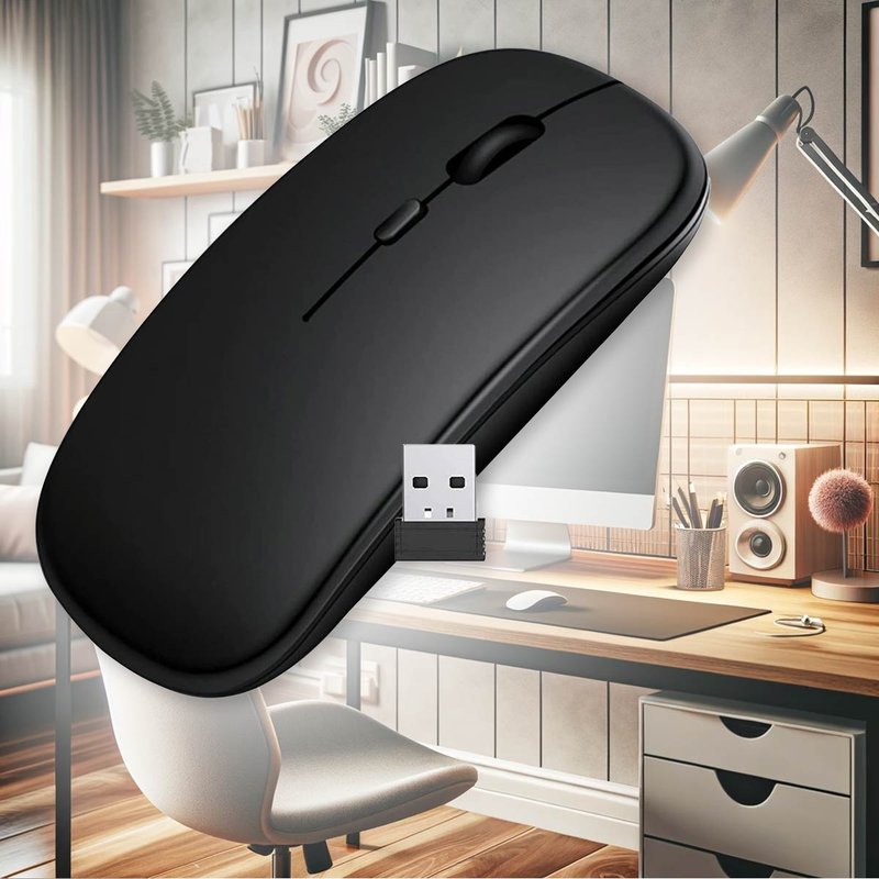 Mouse Wireless da Ufficio Lavoro Navigare Mouse Senza Filo con Design Leggera e Compatto Perfetto per Viaggio Modello Piatto e Slim Ricaricabile