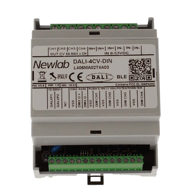 NEWLAB DALI-4CV-DIN Led Dimmer 4 Canali in Tensione 12V 24V 48V Ingresso DALI Uscita 4 PWM Da Guida DIN