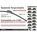 Spazzola Tergicristallo Auto Universale S985 16'' 400mm Carall 16 Attacchi Opzionale