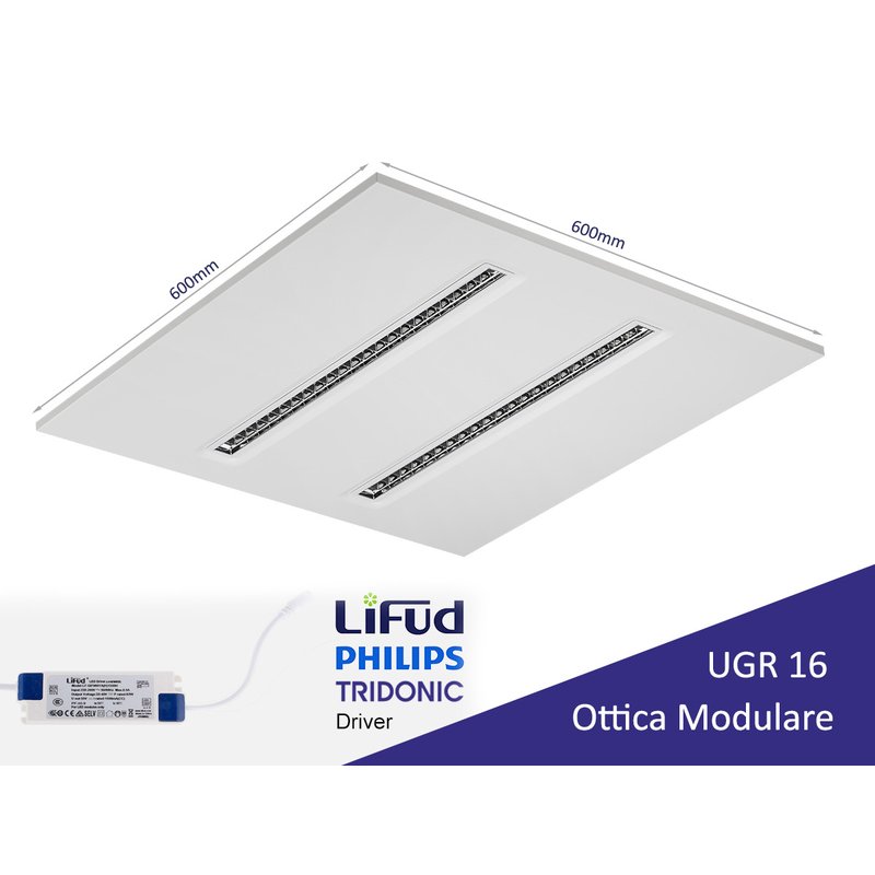 Pannello Led Con Ottica Modulare UGR 16 Bianco Neutro 30W 60X60cm 150LM/W Per Ufficio Enti Pubblici