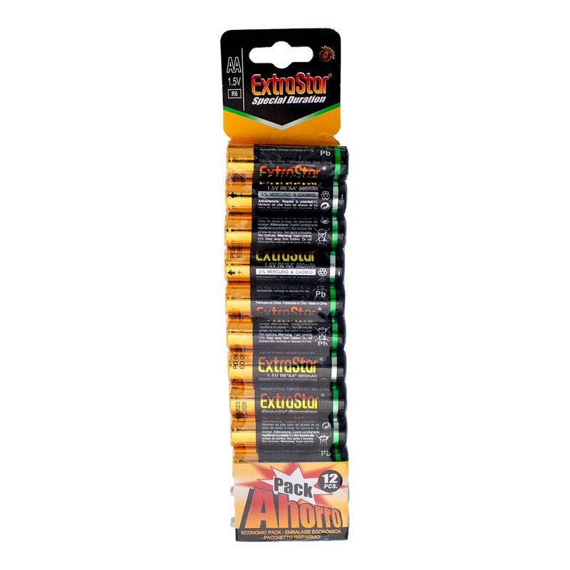 Pila Batteria R6 AA Stilo 1,5V 860mAh MN1500 Alcalina Extrastar Confezione da 12 Pezzi