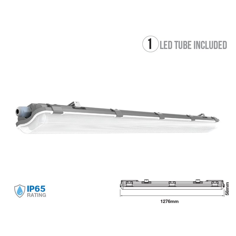 Plafoniera 120cm Con 2 Tubi Led Da 18W Incluso Bianco Freddo 6400K IP65 Tri Proof Led Lamp Light SKU-6399