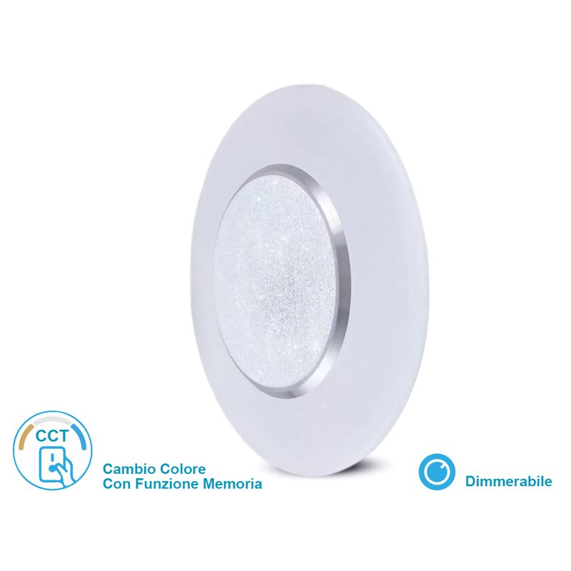 Plafoniera A Led Da Soffitto CCT 3 in 1 Rotonda 60W D500mm Effetto Stellato Cristallo Con Telecomando Incluso SKU-14621