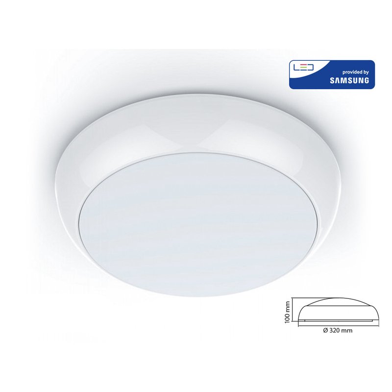 Plafoniera A Led Da Soffitto o Parete Freddo 6400K 17W IP65 Anche Esterno Diametro 320mm SKU-802