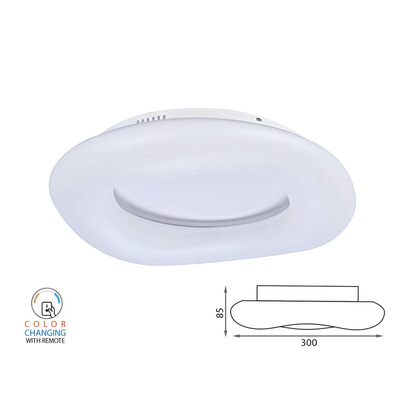 Plafoniera Led Da Soffitto Moderna Rotonda CCT Diametro 300mm 22W Dimmerabile Telecomando 3 In 1 SKU-3966