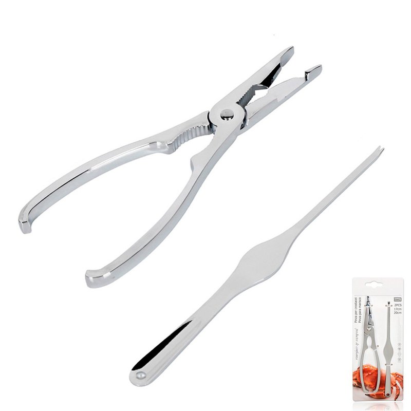 Set Pinza in Acciaio Inox con Scavino Apri Granchio per Crostacei Astice Frutti di Mare Pinza per Pesci da 17.8cm