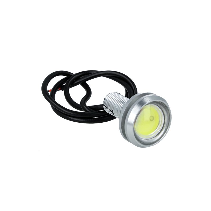 Power Led A Bottone Modello Slim 12V 2W Bianco Freddo IP67 Eagle Eye Led Luci Diurne Carcassa Argento