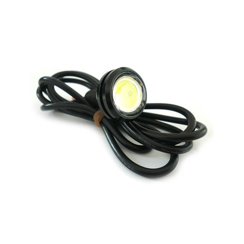 Power Led A Bottone Modello Slim 12V 2W Bianco Freddo IP67 Eagle Eye Led Luci Diurne Carcassa Nera