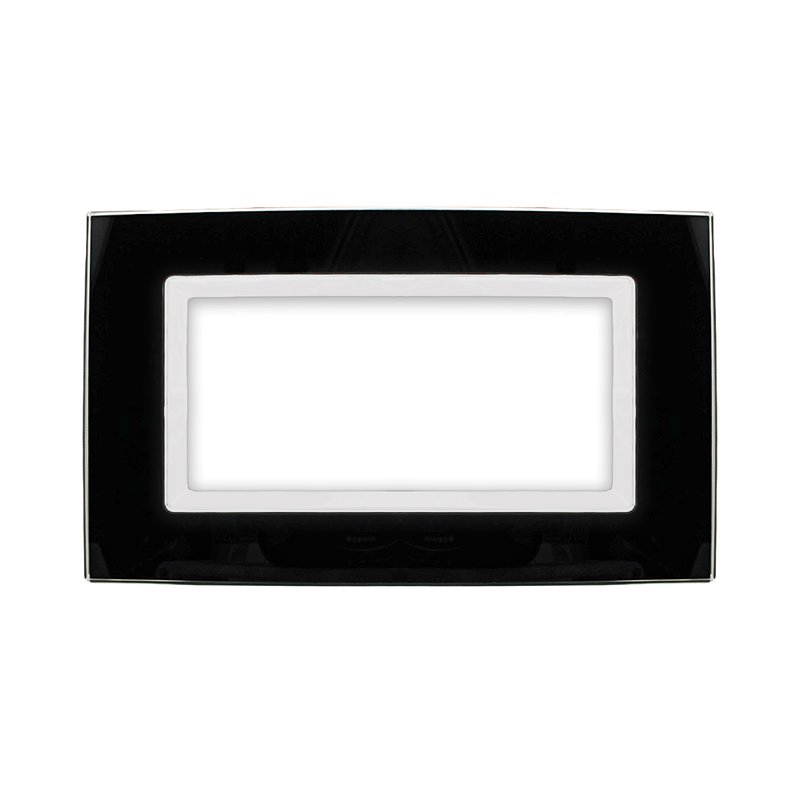 SANDASDON Placca Elegance In Vetro Cristallo Plexiglass Lucido 4M Nero Compatibile Con Bticino Matix