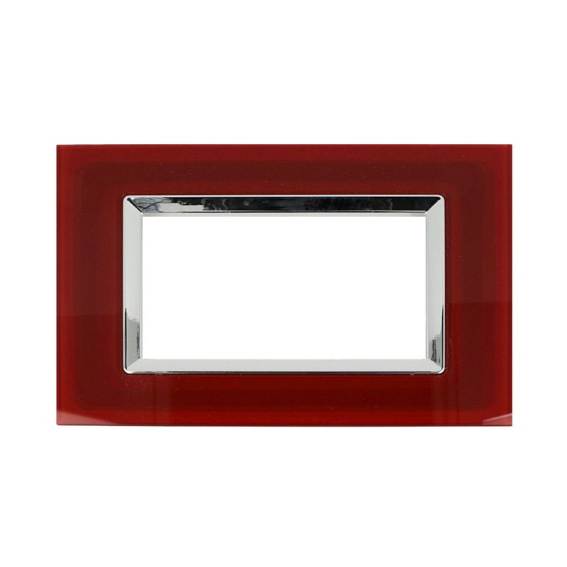 SANDASDON Placca Elegance In Vetro Cristallo Plexiglass Lucido 4M Rosso Pompeiano Compatibile Con Bticino Matix