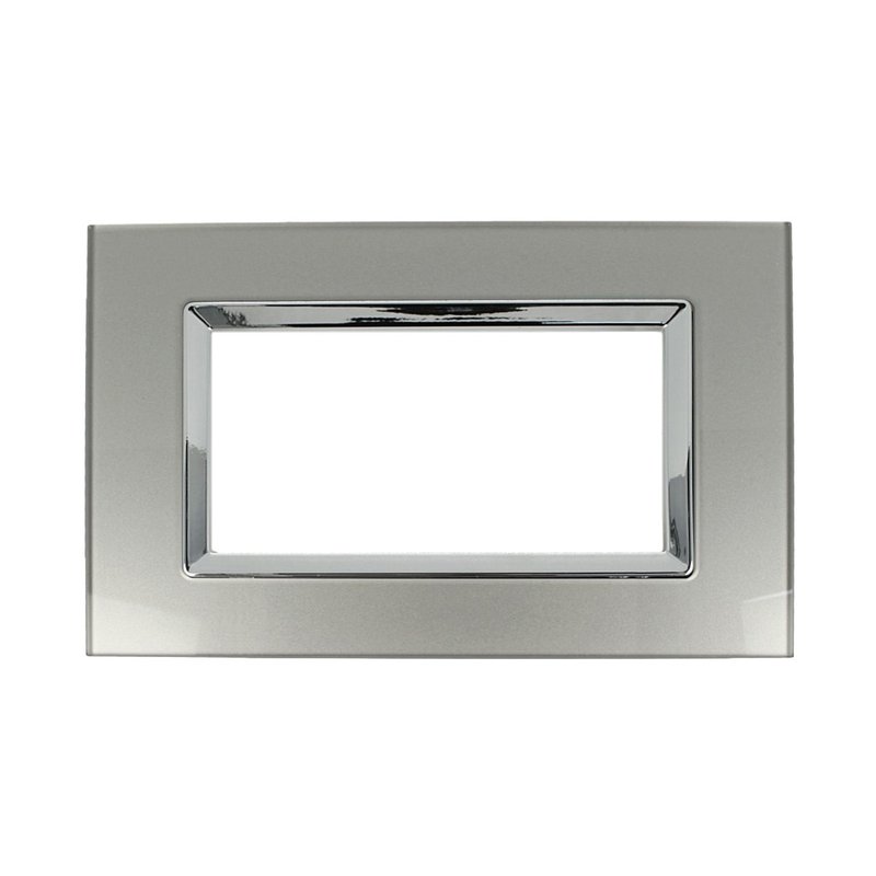 SANDASDON Placca Elegance In Vetro Cristallo Plexiglass Lucido 4M Titanio Compatibile Con Bticino Matix