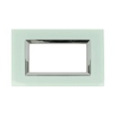 SANDASDON Placca Elegance In Vetro Cristallo Plexiglass Lucido 4M Verde Biancastro Compatibile Con Bticino Matix