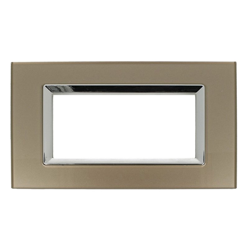 SANDASDON Placca Elegance In Vetro Cristallo Plexiglass Lucido 6M Bronzo Compatibile Con Bticino Matix