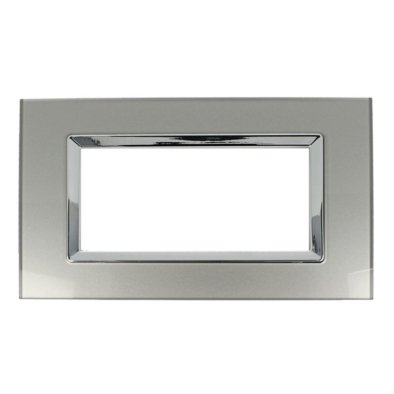 SANDASDON Placca Elegance In Vetro Cristallo Plexiglass Lucido 6M Titanio Compatibile Con Bticino Matix