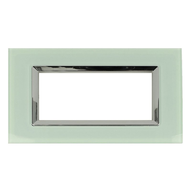 SANDASDON Placca Elegance In Vetro Cristallo Plexiglass Lucido 6M Verde Biancastro Compatibile Con Bticino Matix