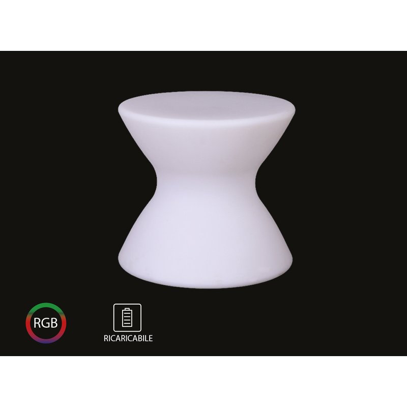 Seggiola Bassa da Bar Stool Light Con Lampada Luce Led RGBW Ricaricabile Telecomando Incluso IP54 40X40X36cm SKU-40231