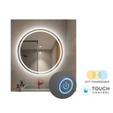 Specchio Bagno Con Luci Led 25W CCT Interruttore Touch Rotondo Diametro 600mm IP44 SKU-40491