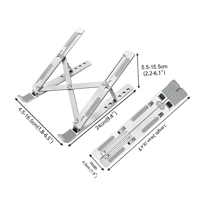 Supporto Notebook In Alluminio Regolabile Supporto Laptop Scrivania Pieghevole Design Ergonomico Stabile