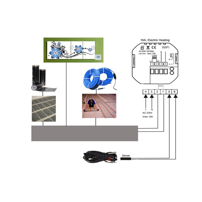 Termostato Digitale Per Riscaldamento Elettrico Stufa Calorifero WiFi Compatibile Con Amazon Alexa Echo e Google Home 16A 220V