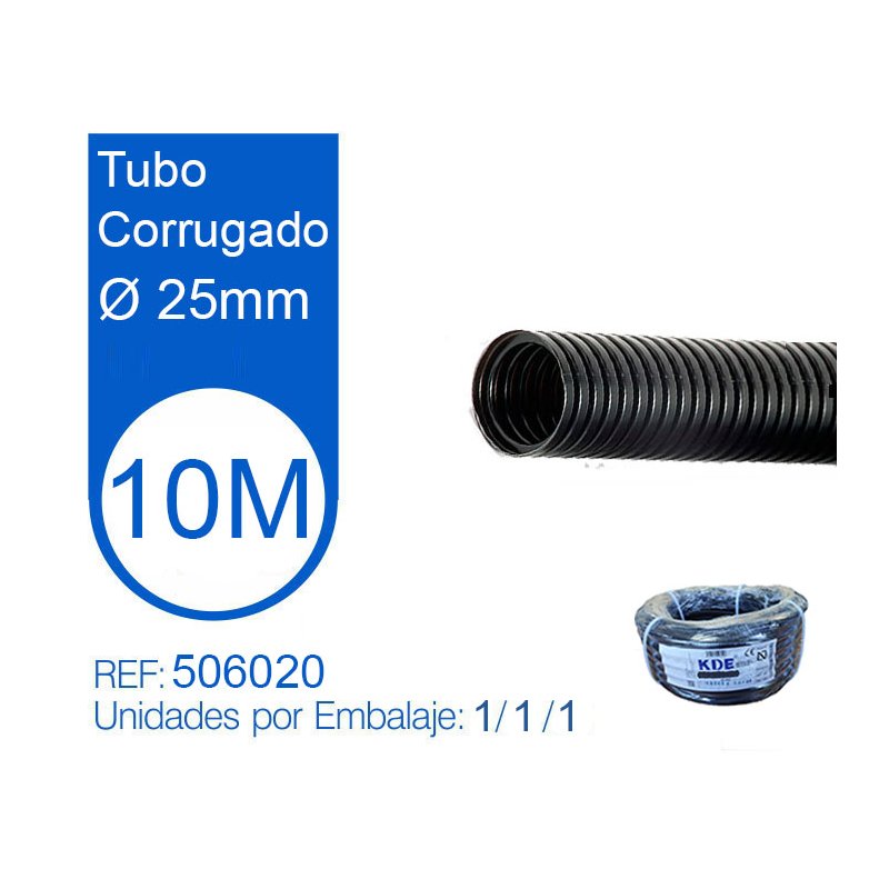 Tubo Corrugato Nero Diametro 25mm Matassa da 10 Metri