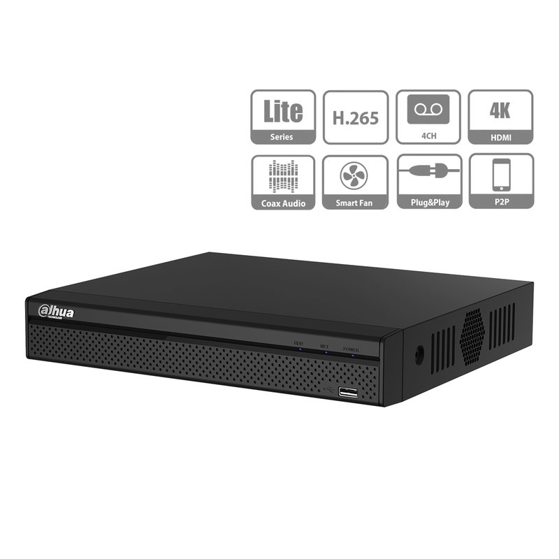 Videoregistratore XVR DVR NVR 4 Canali Penta-brid 4K Compact 1U 4CH@8MP 5 In 1 HDCVI CVBS AHD TVI IP H.265+ P2P DAHUA XVR5104HS-4KL-X