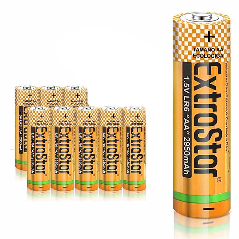 Pila Batteria LR6 AA Stilo 1,5V 2950mAh MN1500 Alcalina Extrastar Confezione da 8 Pezzi